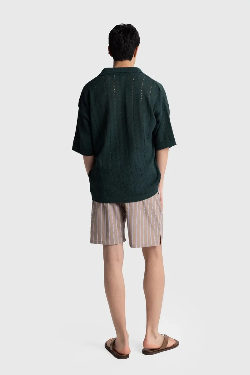 Giesto Forest Green GIESTO Men's Relaxed Cotton Textured Polo T-Shirt for Men | Best Price UAE