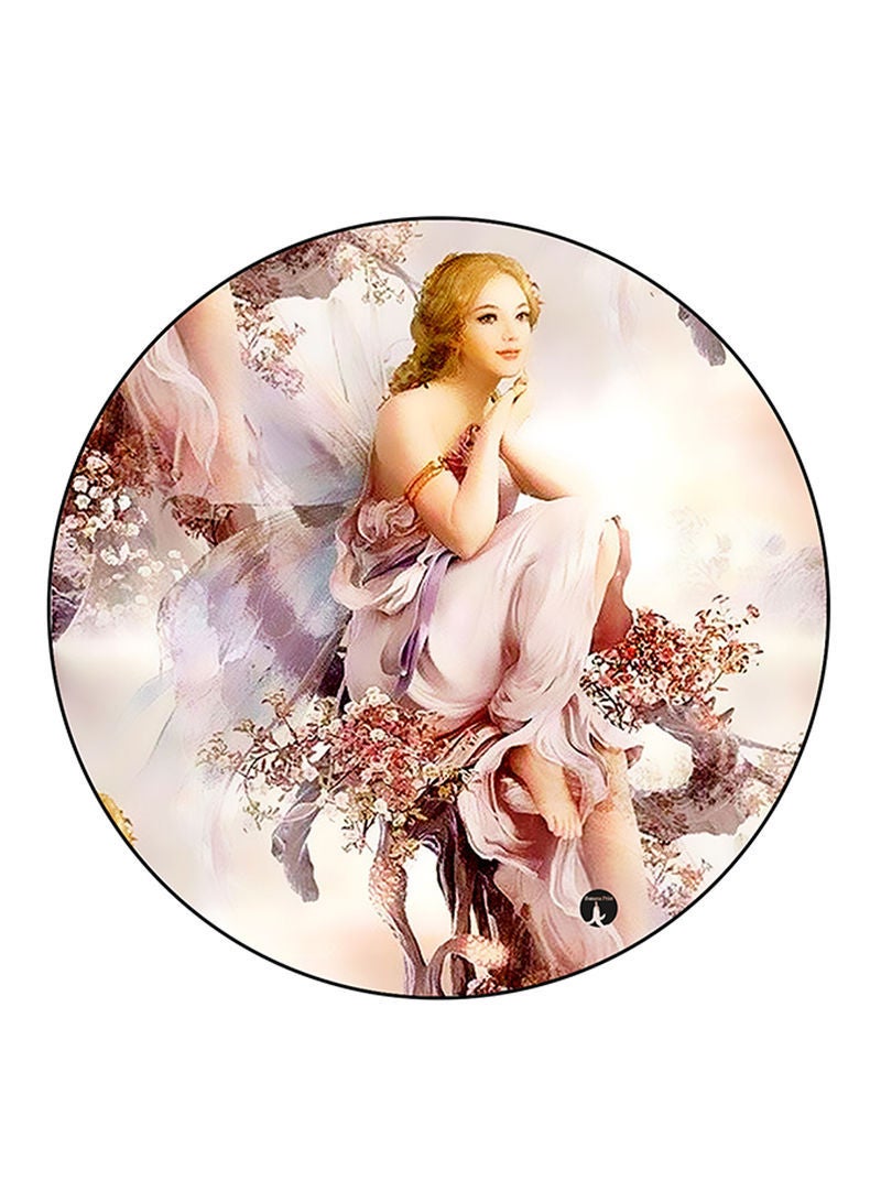 Girl Printed Mouse Pad Round  Multicolour