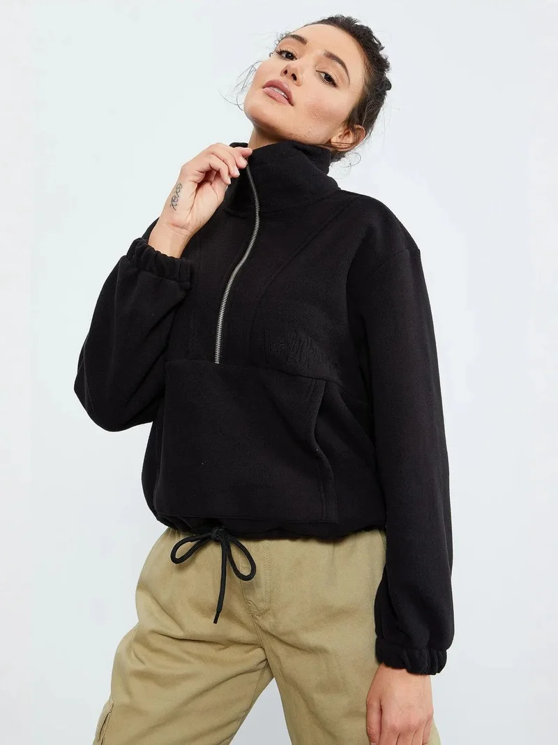 تومي لايف TOMMY Oversized Half-zip Plush Sweatshirt