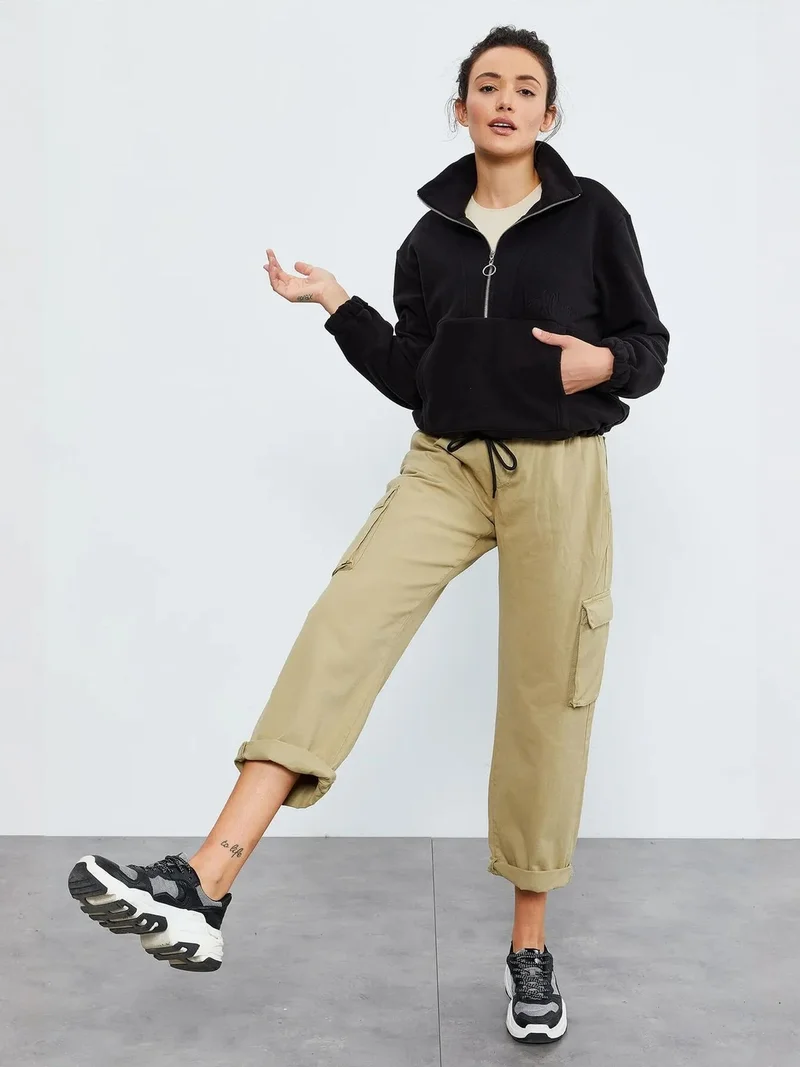 تومي لايف TOMMY Oversized Half-zip Plush Sweatshirt