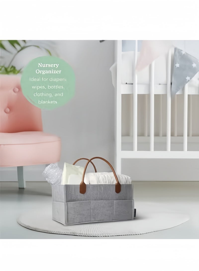 Halamodo Large Baby Diaper Caddy Organizer Eco-Friendly Felt Storage Basket with Adjustable Compartments Portable Baby Organizer for Nursery Car and Changing Table Perfect Baby Shower Gift - Image 5