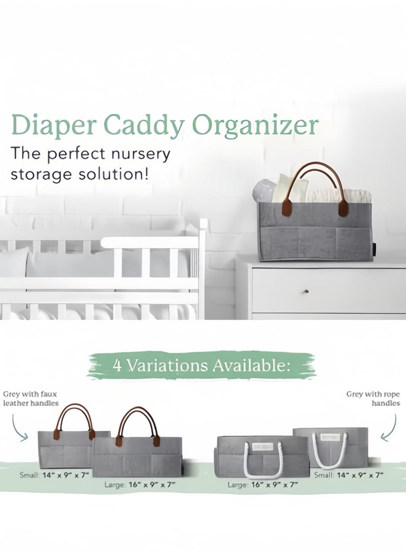 Halamodo Large Baby Diaper Caddy Organizer Eco-Friendly Felt Storage Basket with Adjustable Compartments Portable Baby Organizer for Nursery Car and Changing Table Perfect Baby Shower Gift - Image 2