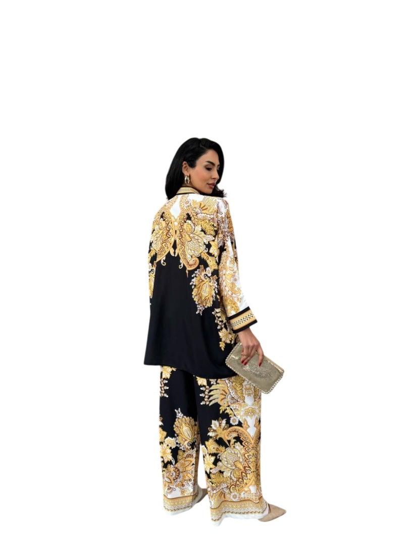 Well Elegant and eye-catching women's 2 piece tunic and trouser suit dress, proudly made in Turkey. Designed with authentic traditional patterns  - Image 5