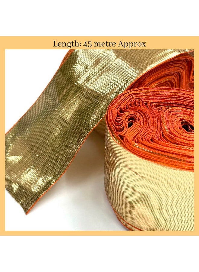 EmbroideryMaterial Lampi Lace/Gota Laces Roll Borders Material for Blouse, Saree, Dupatta, Kurtis, Apparels, Embroidery, Craft & DIY (Gold, 5.2CM Width, 22.5 Meters/Roll, 45 Meters) - Image 4