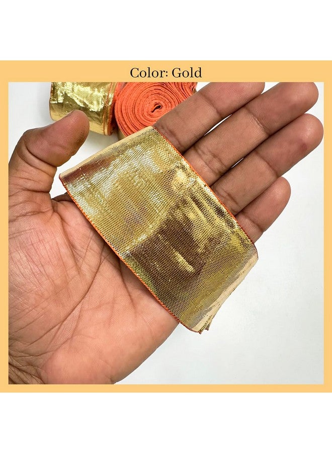 EmbroideryMaterial Lampi Lace/Gota Laces Roll Borders Material for Blouse, Saree, Dupatta, Kurtis, Apparels, Embroidery, Craft & DIY (Gold, 5.2CM Width, 22.5 Meters/Roll, 45 Meters) - Image 3