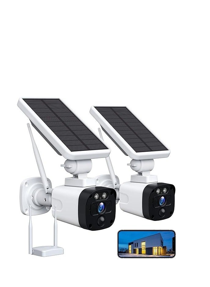 4MP Wireless Solar Outdoor Camera Kit with 2 External Batteries, Weatherproof, 2-Way Audio, Motion Detection for Home and Garden - Image 1