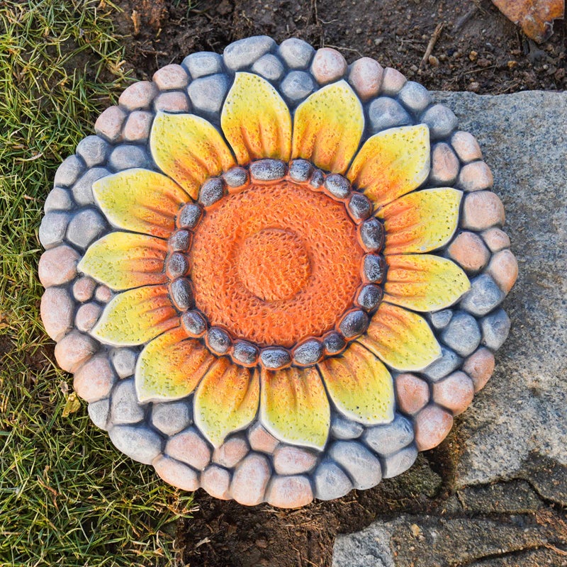 LC LCdecohome Sunflower Stepping Stones - Outdoor Garden Pavers for Walkway - Decorative Stones 9.5*9.5*0.7 Inch LC Lcdecohome - Image 1