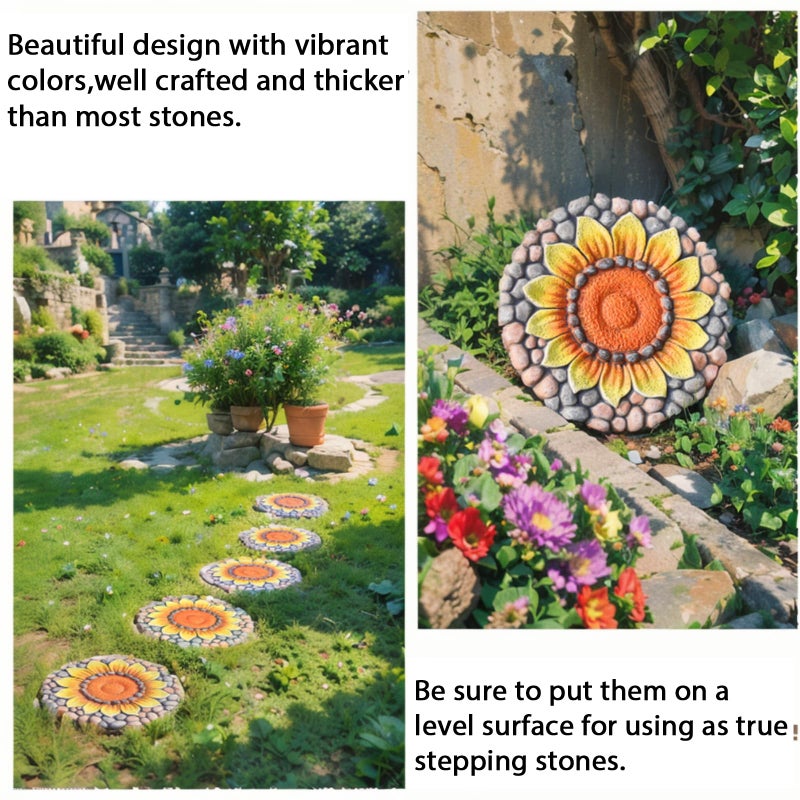 LC LCdecohome Sunflower Stepping Stones - Outdoor Garden Pavers for Walkway - Decorative Stones 9.5*9.5*0.7 Inch LC Lcdecohome - Image 2