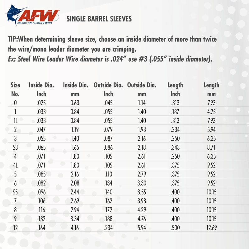 AFW American Fishing Wire Single Barrel Crimp Sleeves, Size #4/.071", Nickel, 1,000 pc - Image 4