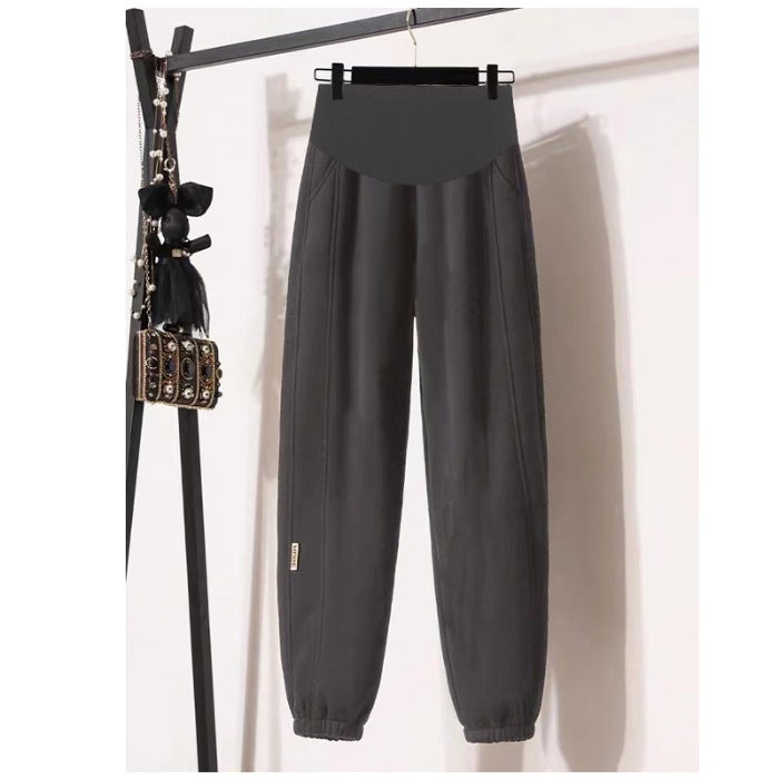 Maternity Autumn Winter Sporty Capri Pants light gray - Image 2