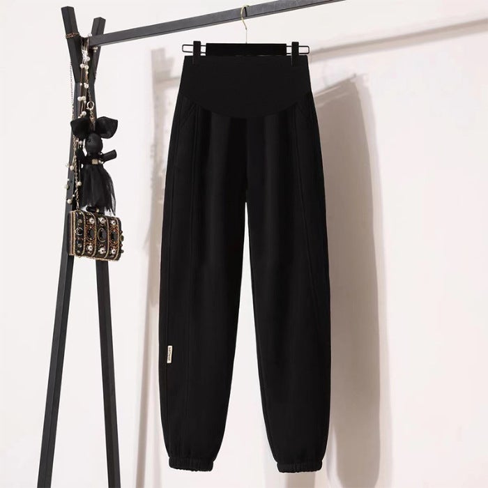 Maternity Autumn Winter Sporty Capri Pants light gray - Image 3