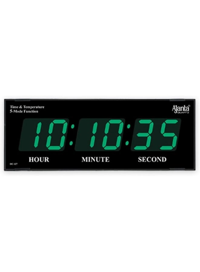 Ajanta Quartz Digital Wall Clock – Green LED Display with Battery Backup, Electric Powered, Accurate Quartz Timekeeping – Modern Plastic Wall Clock for Home & Office (Model 127-Green) - Image 1