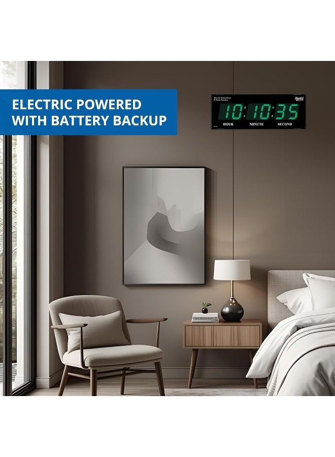 Ajanta Quartz Digital Wall Clock – Green LED Display with Battery Backup, Electric Powered, Accurate Quartz Timekeeping – Modern Plastic Wall Clock for Home & Office (Model 127-Green) - Image 5