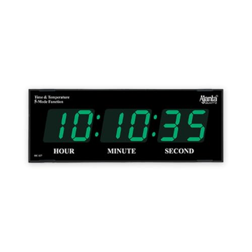 Ajanta Quartz Digital Wall Clock – Green LED Display with Battery Backup, Electric Powered, Accurate Quartz Timekeeping – Modern Plastic Wall Clock for Home & Office (Model 127-Green) - Image 1