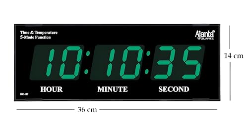 Ajanta Quartz Digital Wall Clock – Green LED Display with Battery Backup, Electric Powered, Accurate Quartz Timekeeping – Modern Plastic Wall Clock for Home & Office (Model 127-Green) - Image 3