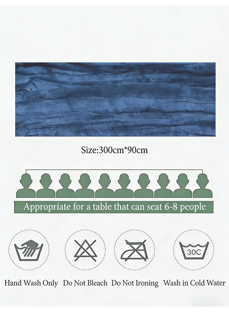Hello Hi Elegant Boho Cheesecloth Table Runner, Rustic Gauze Wedding Table Decor, Translucent Sheer Tablecloth for Reception, Party, and Bridal Shower Decorations - Blue - Image 3