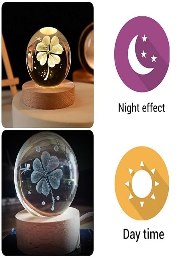VELOCIOUS® 3D Flower Crystal Ball Night Lamp, Creative Engraved LED Light, USB Table Wooden Crystal for Home Office Decoration Birthday Gift Adults (Flower)(Warm White) - Image 4