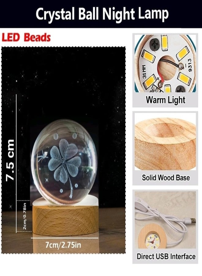 VELOCIOUS® 3D Flower Crystal Ball Night Lamp, Creative Engraved LED Light, USB Table Wooden Crystal for Home Office Decoration Birthday Gift Adults (Flower)(Warm White) - Image 5