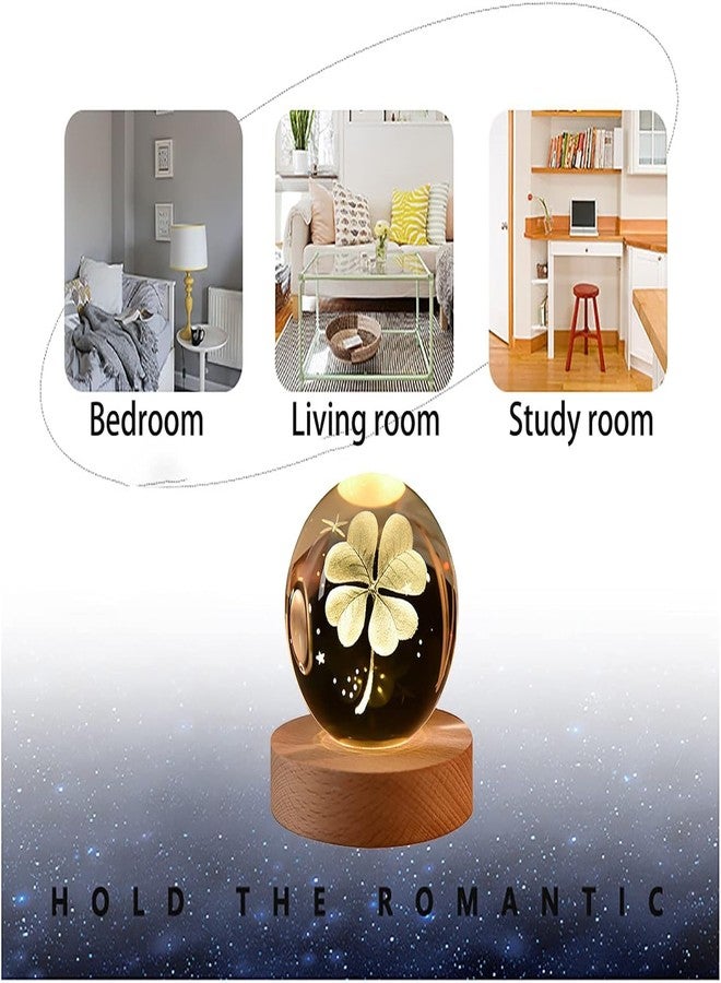 VELOCIOUS® 3D Flower Crystal Ball Night Lamp, Creative Engraved LED Light, USB Table Wooden Crystal for Home Office Decoration Birthday Gift Adults (Flower)(Warm White) - Image 3