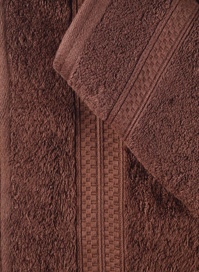 Superior Bath Towel Set, Rayon from Bamboo Cotton Blend, Ideal for Bathroom, Guest Bathroom, and Beach, Modern Style with Solid Dobby Border, Includes 4 Pieces; Bath Towels, Cocoa - Image 4