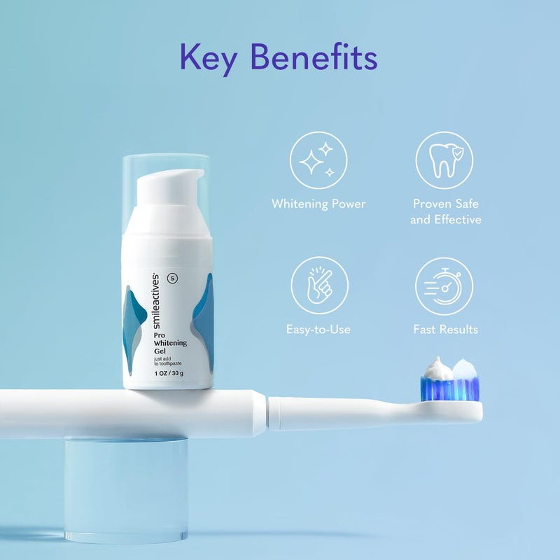 SmileActives جل تبييض الأسنان من سمايل أكتيفز لمعجون الأسنان مع بيروكسيد الهيدروجين من الدرجة السريرية، مزيل بقع الأسنان للأسنان البيضاء، جل تبييض بجودة طبيب الأسنان لإزالة بقع القهوة، 3 عبوات، 1 أونصة - Image 2