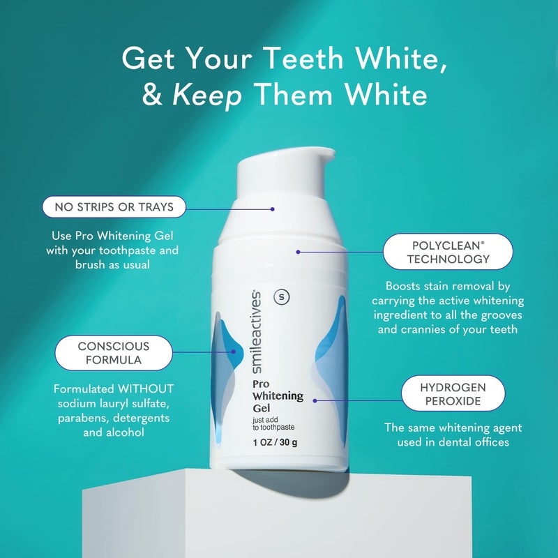 SmileActives جل تبييض الأسنان من سمايل أكتيفز لمعجون الأسنان مع بيروكسيد الهيدروجين من الدرجة السريرية، مزيل بقع الأسنان للأسنان البيضاء، جل تبييض بجودة طبيب الأسنان لإزالة بقع القهوة، 3 عبوات، 1 أونصة - Image 3