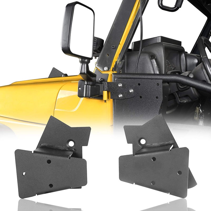 Hooke Road Wrangler TJ Doors Off Mirror Mounting Brackets Campatible with Jeep TJ Wrangler 1997 1998 1999 2000 2001 2002 2003 2004 2005 2006 Pair