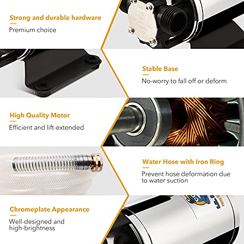 LilMonster Water Transfer Pump 12V 330GPH, LilMonster Auto Portable Electric Utility Water Pump Self-Primingwith Suction Hose Kit - Image 5