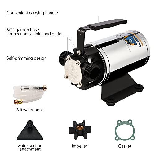 LilMonster Water Transfer Pump 12V 330GPH, LilMonster Auto Portable Electric Utility Water Pump Self-Primingwith Suction Hose Kit - Image 2