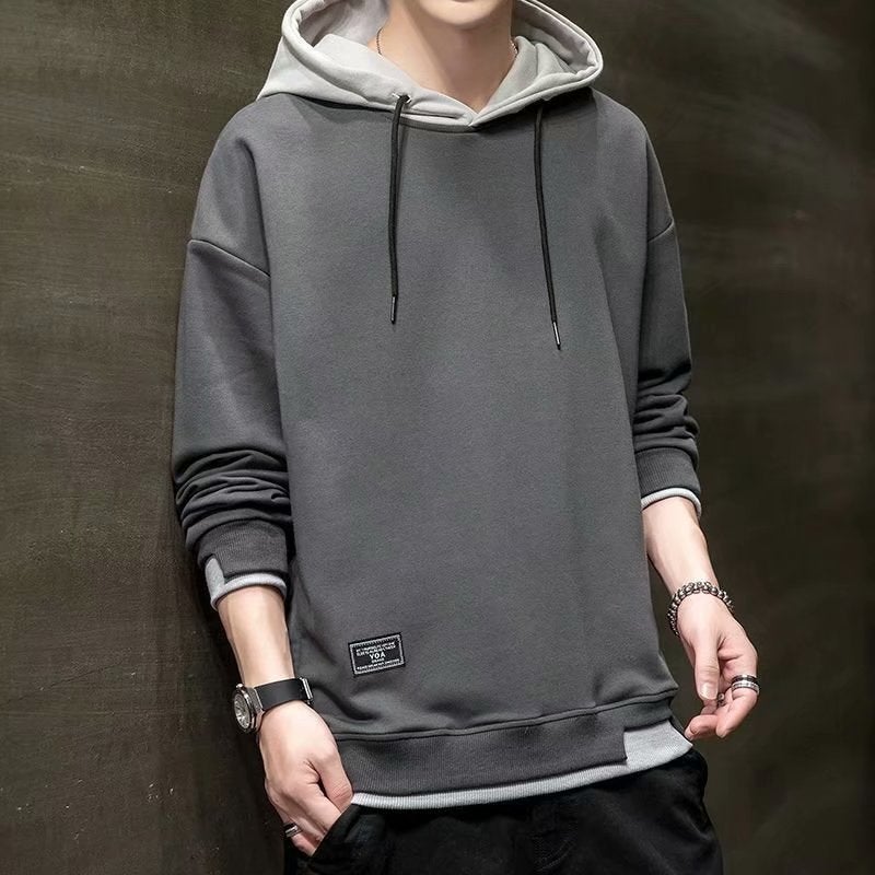Autumn 2024 New Teenager Trendy Brand Sweater Mens Fashion Trendy Student Base Shirt Casual Round Neck Long Sleeve Mens Grey -5604 Thin Sweat