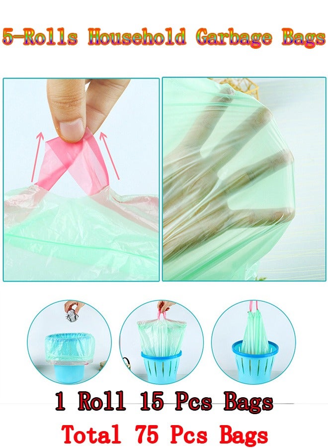 5-Rolls Household Garbage Bags,Garbage Can Plastic Bag,Drawstring Portable Classification Bag for Home Kitchen/Office/Hotels/Schools - Image 4