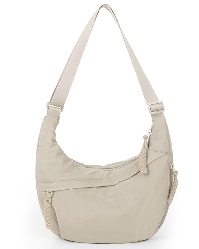 Lushandy Nylon Crescent Crossbody Bags for Women Large Hobo Crossbody Purse Travel Luna Bag Multi-Pocket Shoulder Sling Bag - Image 1