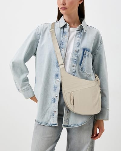 Lushandy Nylon Crescent Crossbody Bags for Women Large Hobo Crossbody Purse Travel Luna Bag Multi-Pocket Shoulder Sling Bag - Image 2
