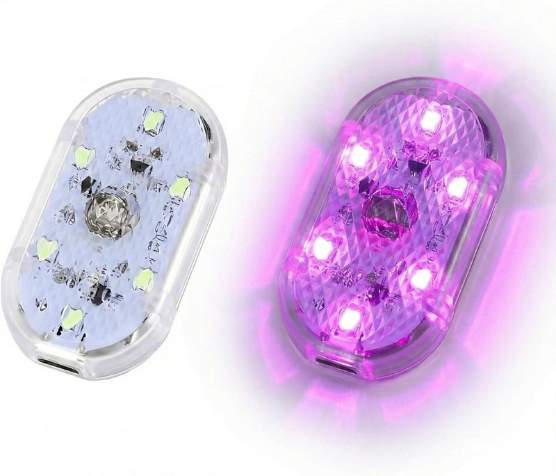 كاست ويف أضواء LED داخلية للسيارة تعمل باللمس، قابلة لإعادة الشحن عبر USB مع 6 حبات LED ساطعة، إضاءة طوارئ (أرجواني) - Image 1