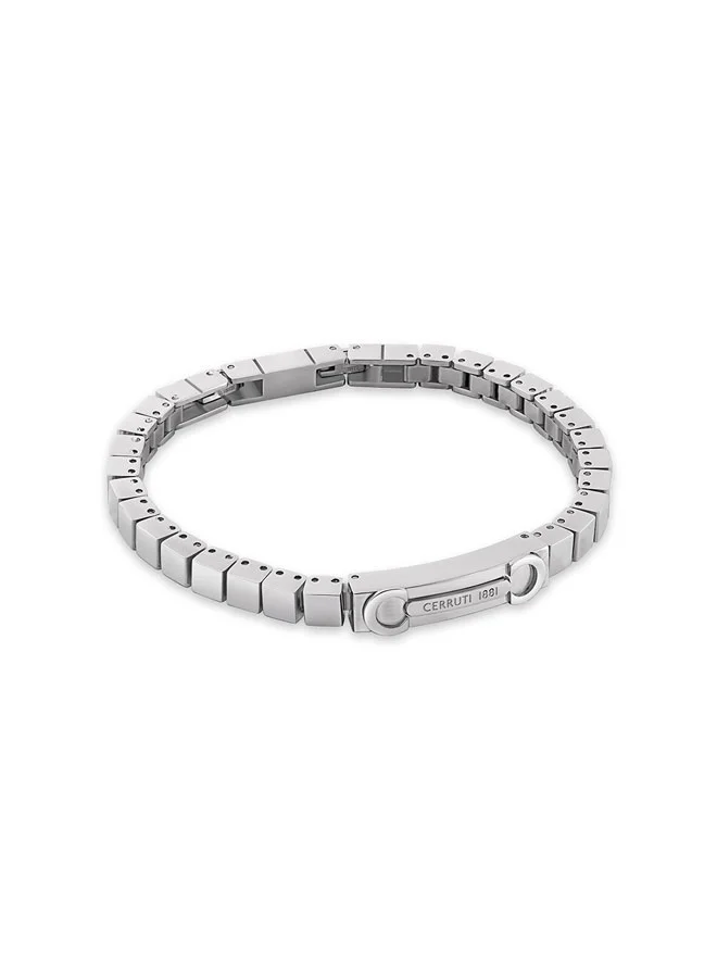 شيروتي 1881 Tito Silver Cube Center Logo Bracelet for Men