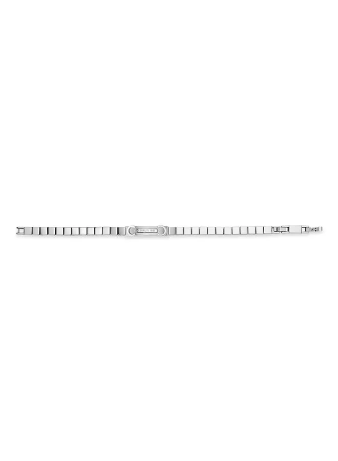شيروتي 1881 Tito Silver Cube Center Logo Bracelet for Men