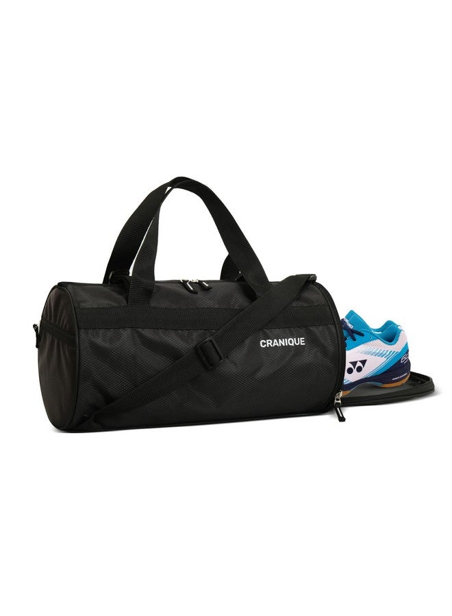 Cranique Duffle Gym Bag with Shoe Compartment & Yoga Mat Holder Shoulder Strap for Men & Women | Sports Bag | Kit Bag (QGB1-Black) - Image 1