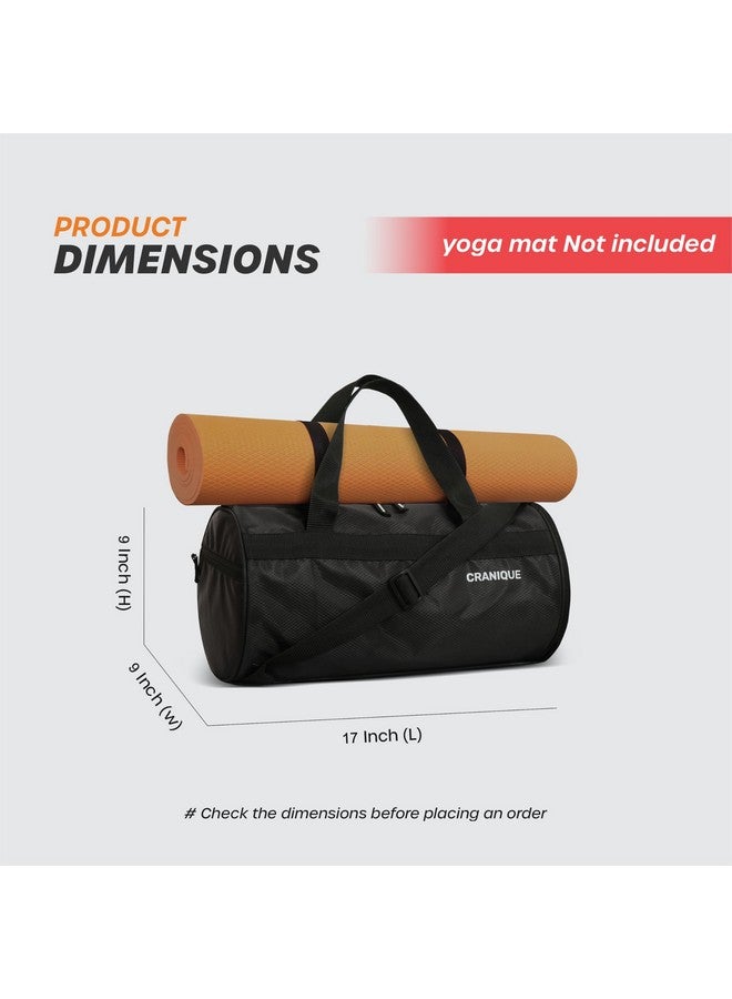 Cranique Duffle Gym Bag with Shoe Compartment & Yoga Mat Holder Shoulder Strap for Men & Women | Sports Bag | Kit Bag (QGB1-Black) - Image 2