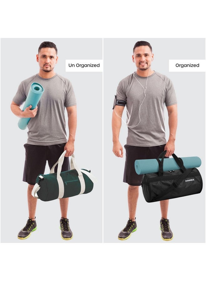 Cranique Duffle Gym Bag with Shoe Compartment & Yoga Mat Holder Shoulder Strap for Men & Women | Sports Bag | Kit Bag (QGB1-Black) - Image 3