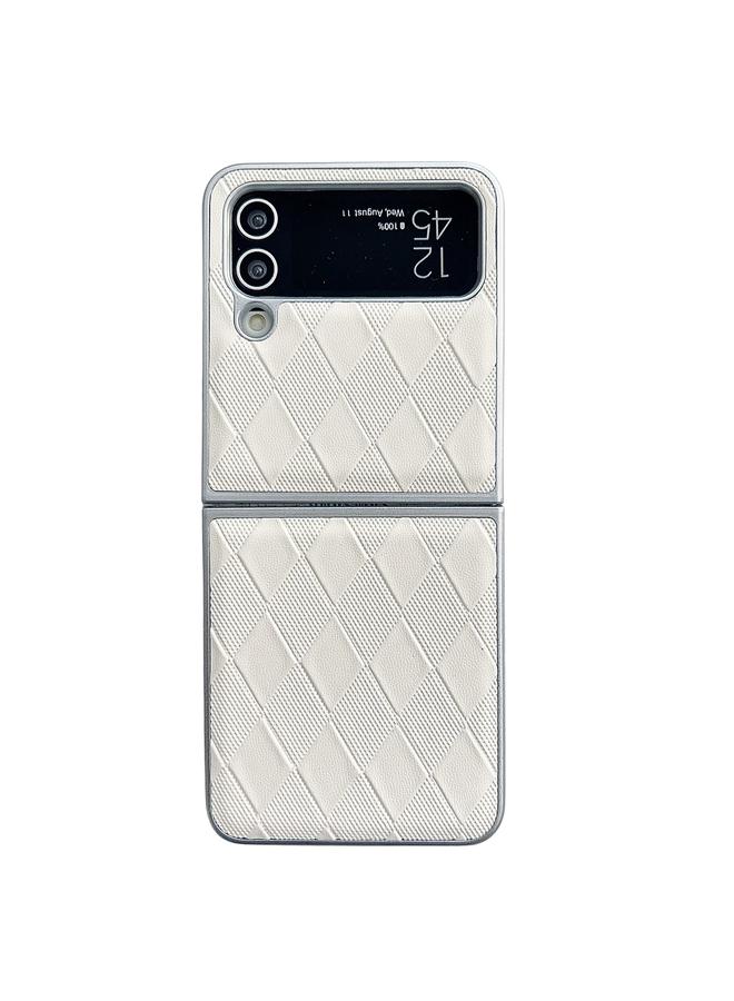 S-TOP Case For Samsung Galaxy Z Flip3 5G Pearlescent Paint Diamond Shaped Checkered Leather Phone Case - Image 1