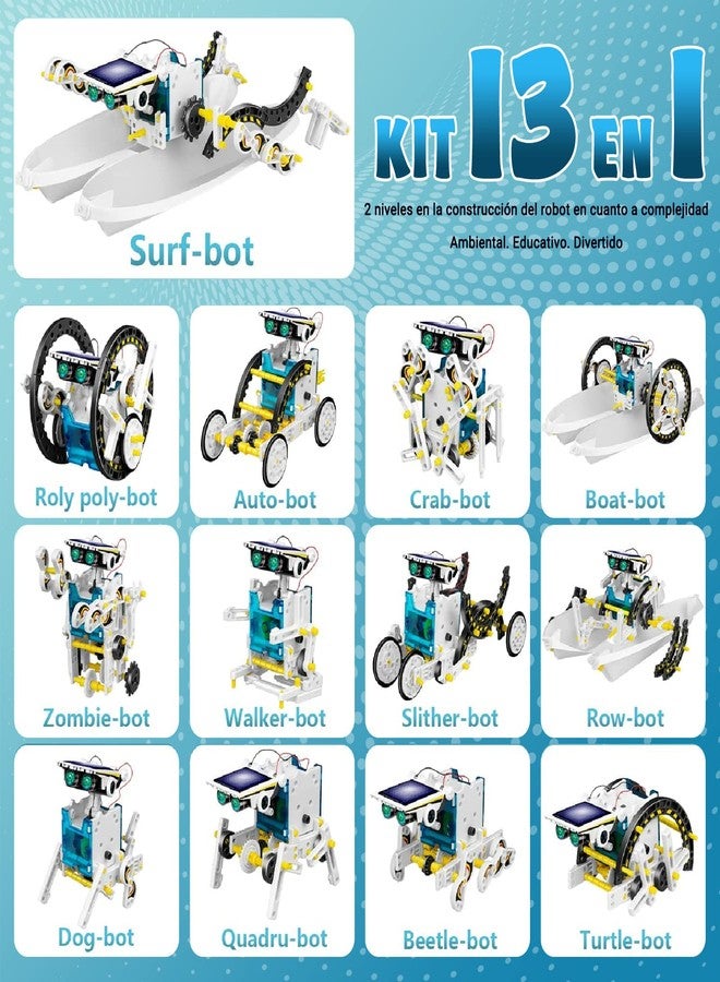 Uplayteck Solar Robot Kit for Kids - 13 in 1 STEM Science Educational Toy Building Science Toys Set - Educational Science Robotics Kits Gifts for Kids 8+ Years Old - Image 2