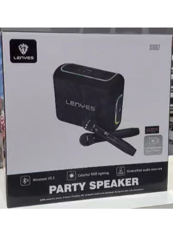 LENYES S867 Portable Party Speaker with Microphones, 8000mAh Battery - Image 4