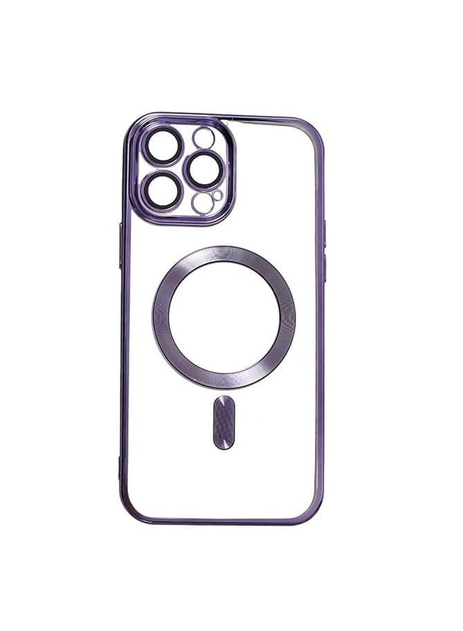 ten.tech Transparent Magnetic Protection Cover Compatible with MagSafe for iPhone 12 Pro Max Mobile Phone, Anti-Shock and Anti-Scratches, and Camera Lens Protector (Dark purple) by Tin Tech  - Image 1