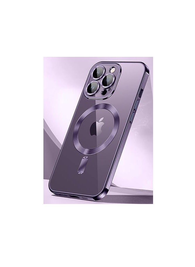ten.tech Transparent Magnetic Protection Cover Compatible with MagSafe for iPhone 12 Pro Max Mobile Phone, Anti-Shock and Anti-Scratches, and Camera Lens Protector (Dark purple) by Tin Tech  - Image 2