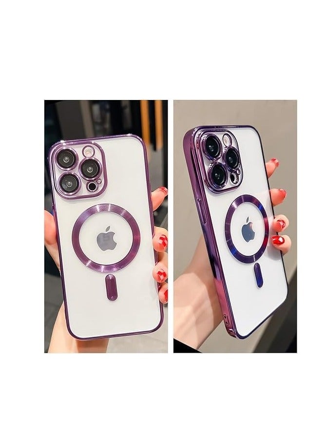 ten.tech Transparent Magnetic Protection Cover Compatible with MagSafe for iPhone 12 Pro Max Mobile Phone, Anti-Shock and Anti-Scratches, and Camera Lens Protector (Dark purple) by Tin Tech  - Image 3