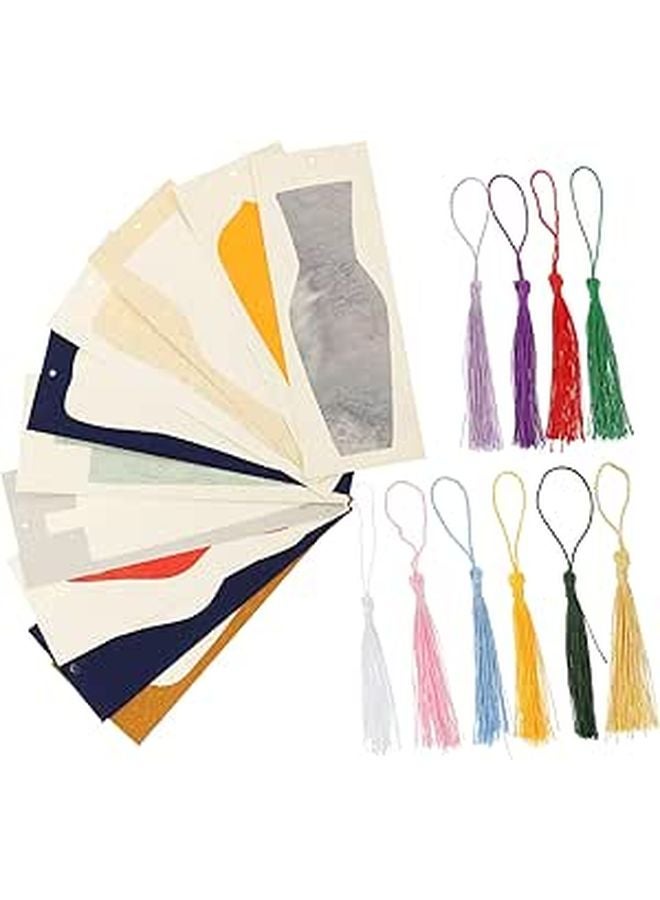 Chinese Style Graffiti Paper Bookmarks with Tassels 10 Sets for Crafts School Supplies - Image 1