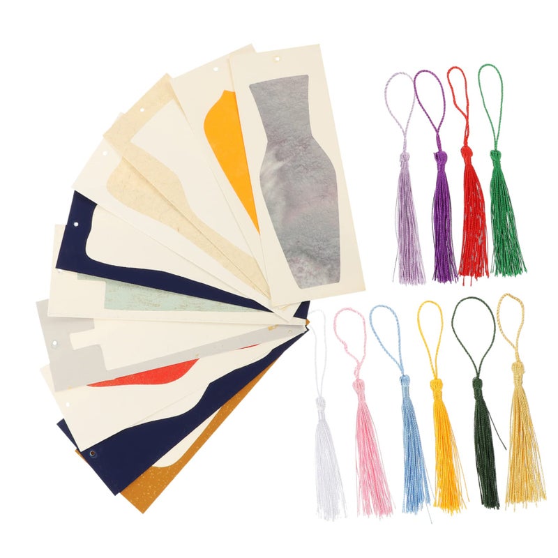 Chinese Style Graffiti Paper Bookmarks with Tassels 10 Sets for Crafts School Supplies - Image 2