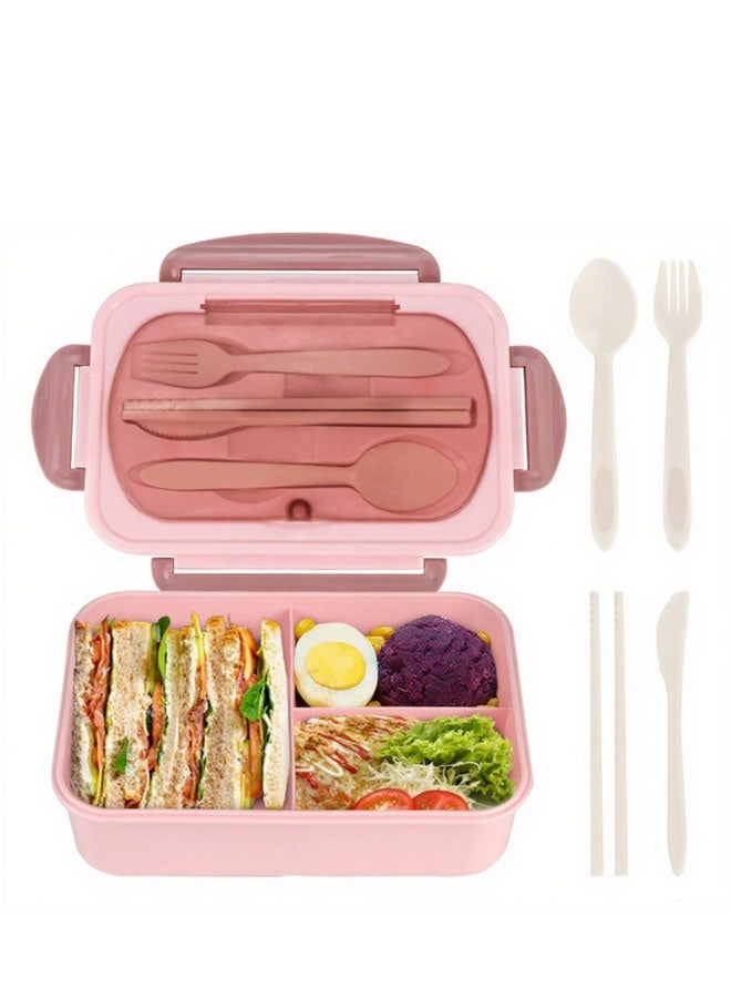joyzzz Lunch Box for Adults and Kids 3 Compartment Lunch Box with Fork - Durable Perfect Size - Leak-Proof - Reusable - BPA Free and Freezer Safe Food Containers - Image 1