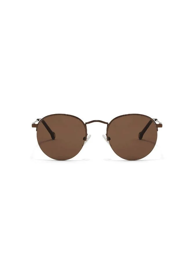 30Sundays Retro,Unisex Sunglasses, Round Sunglasses, UV Protection: UV400 (Brown,Brown)