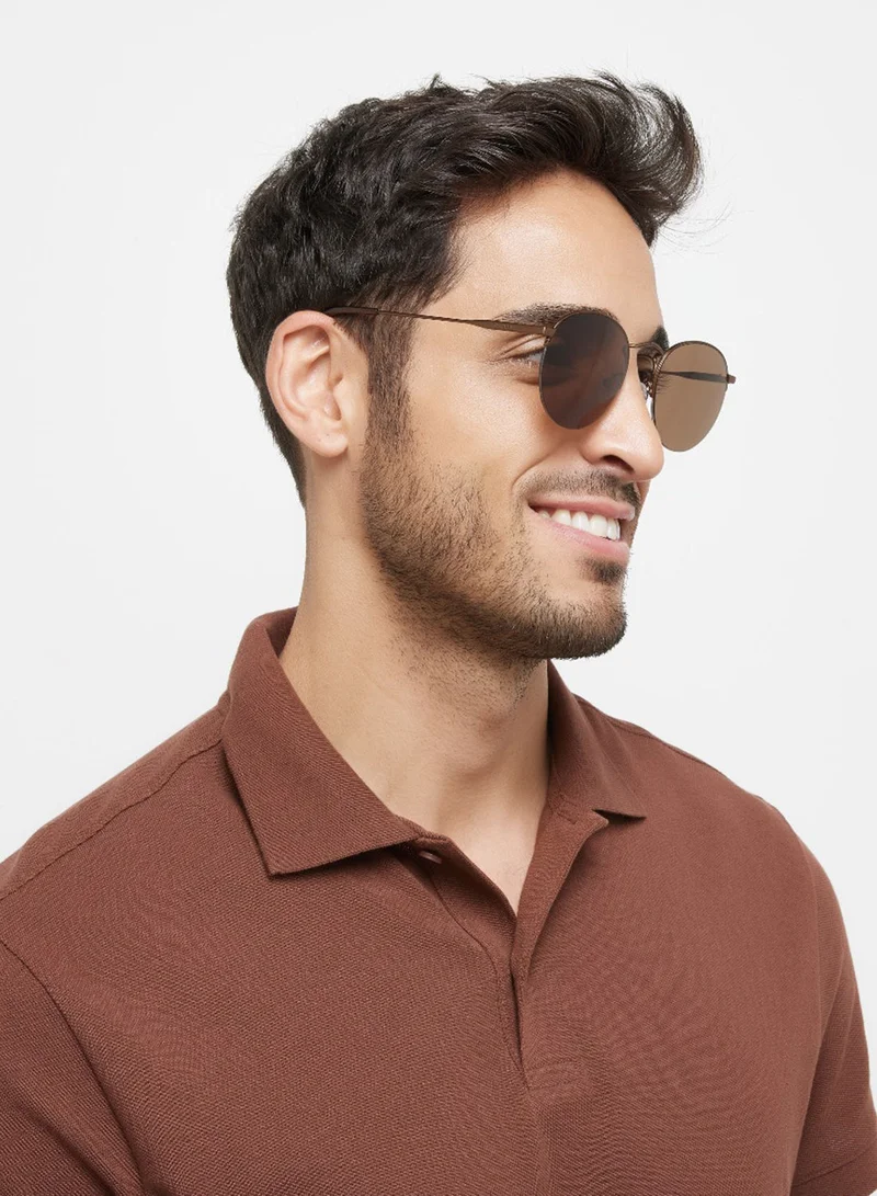 30 سندايز Retro,Unisex Sunglasses, Round Sunglasses, UV Protection: UV400 (Brown,Brown)